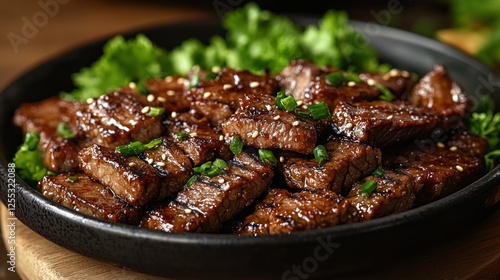 Grilled beef, sesame, lettuce, kitchen, Asian food