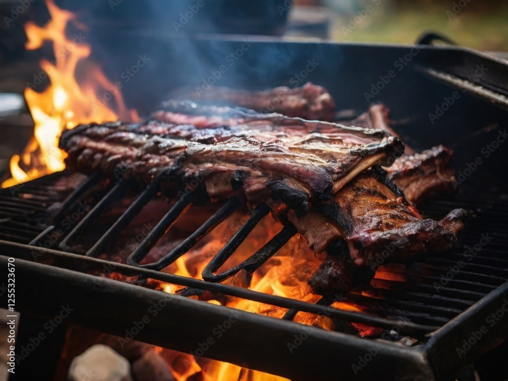ribs on the grill with fire under the grill ribs on the grill with fire under the grill
