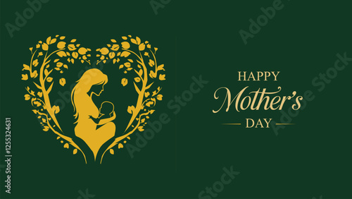 Happy Mother's Day with Heart-Shaped Silhouette