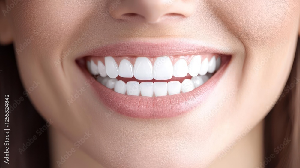 Fototapeta premium Close Up Woman Smiling With Perfect White Teeth