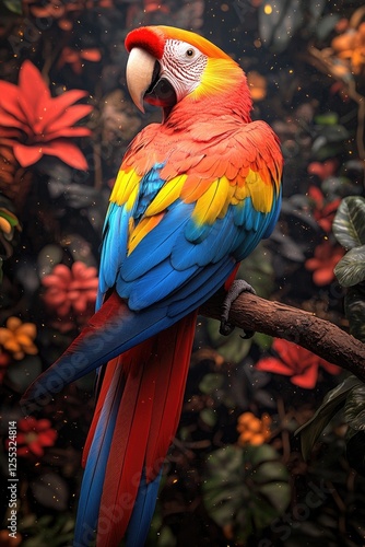 Wallpaper Mural Scarlet Macaw Perched on Branch Amidst Lush Tropical Foliage Torontodigital.ca