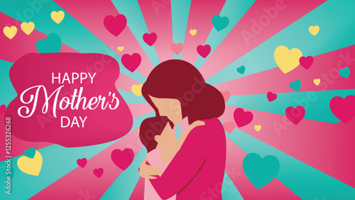 Happy Mother's Day with Heartwarming Illustration
