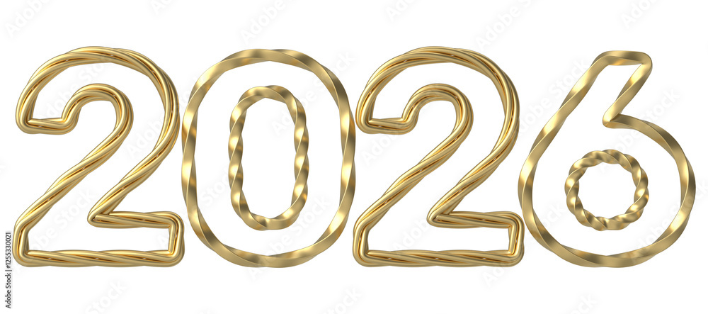 Happy New Year 2026 Gold 3D Render Happy New Year 2026 Gold 3D Render