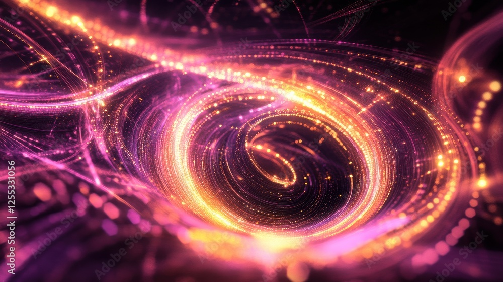 Obraz premium Quantum System Glowing with Swirling Binary Qubit