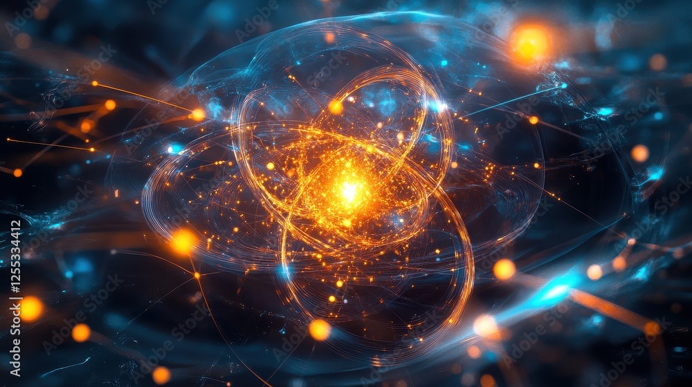 Obraz premium Quantum Core Glowing with Intricate Holographic Structure