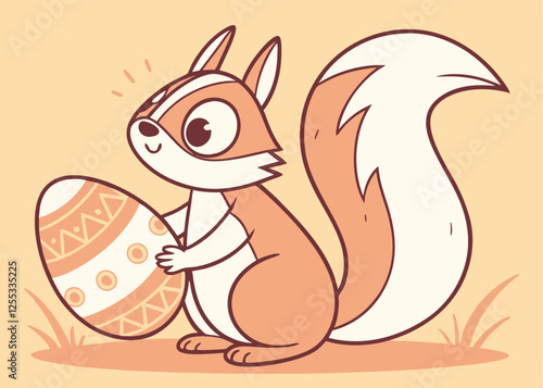 Adorable Squirrel Celebrates Easter with Painted Egg cute card happy bunny sweet