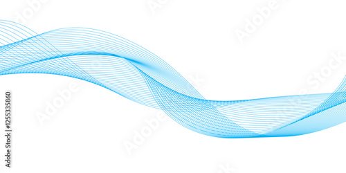 Abstract modern background with blue wavy lines and particles, Abstract wavy lines and neon glow on a blue background, wave with lines created using blend tool.