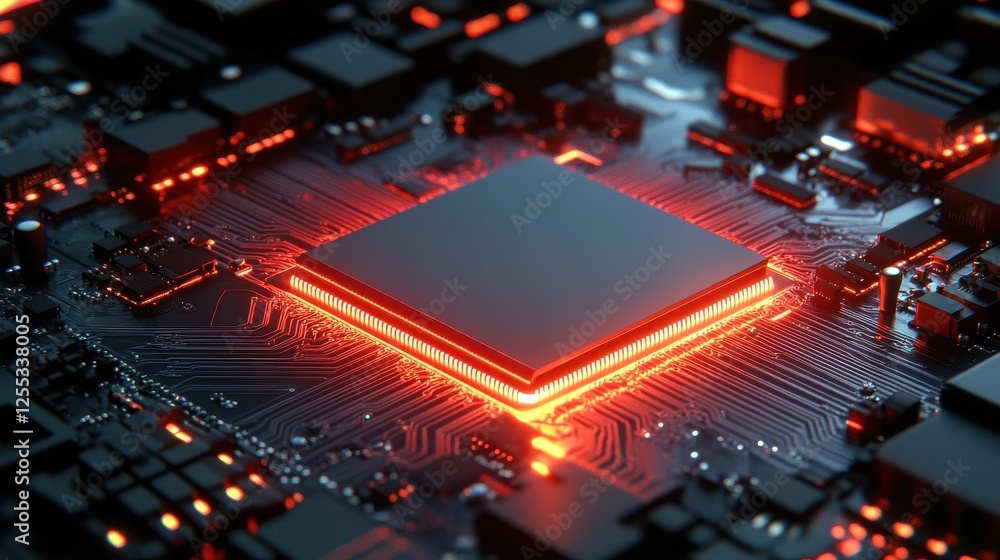 Quantum Processor Glowing with Intricate Swirling Designs Quantum Processor Glowing with Intricate Swirling Designs