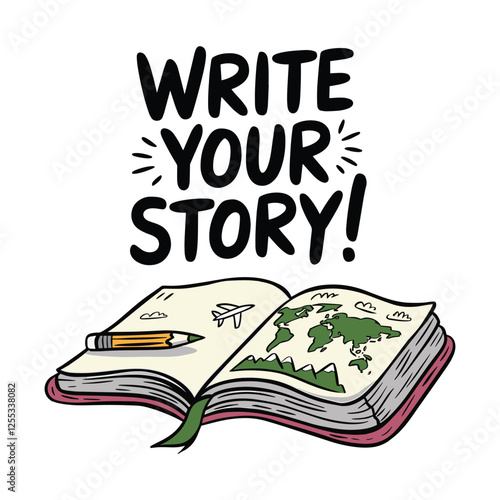 Write Your Story T Shirt Design