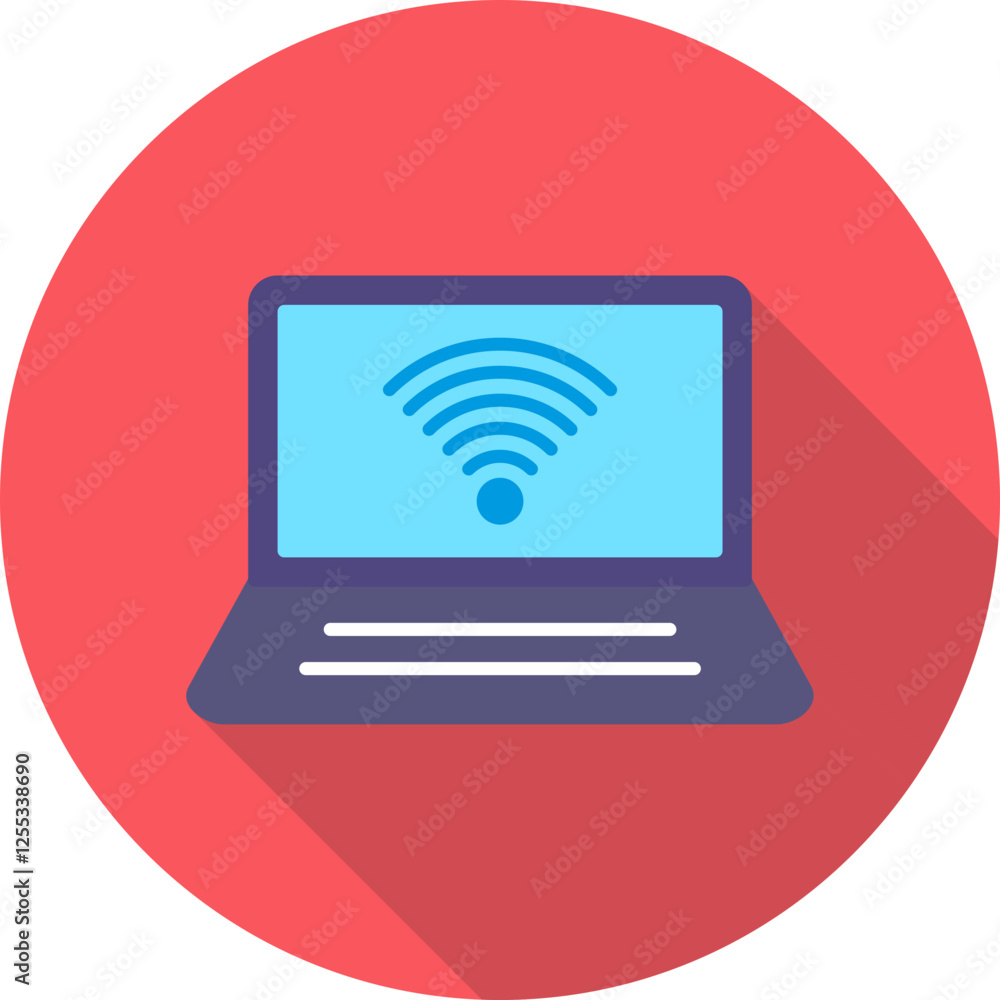 Connected Laptop Vector Icon Connected Laptop Vector Icon