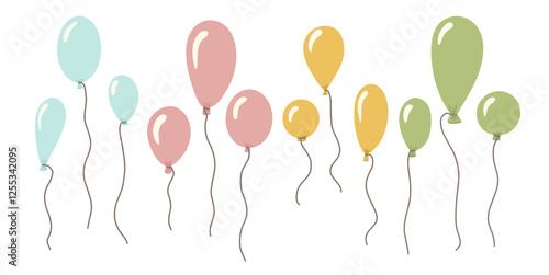 Set of colors balloons collection for festive celebrations and events vector illustration