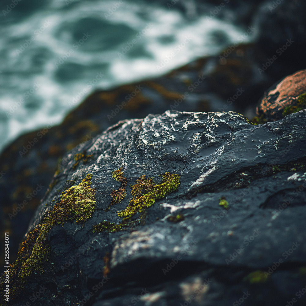 Close-up of bright green moss growing on textured rocks in a natural outdoor environment, symbolizing resilience and ecological balance Close-up of bright green moss growing on textured rocks in a natural outdoor environment, symbolizing resilience and ecological balance