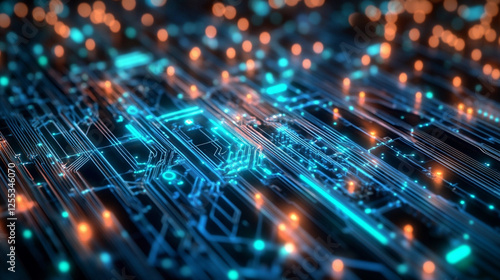 未来的な電子回路のデジタルアート