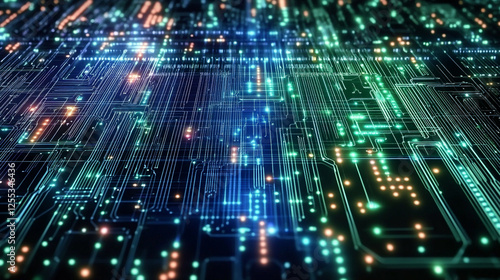 未来的な電子回路のデジタルアート