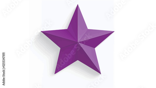 The image displays a digitally rendered, five-pointed star rendered in a deep purple hue. The star is presented in a flat, slightly three-dimensional style, with subtly defined facets