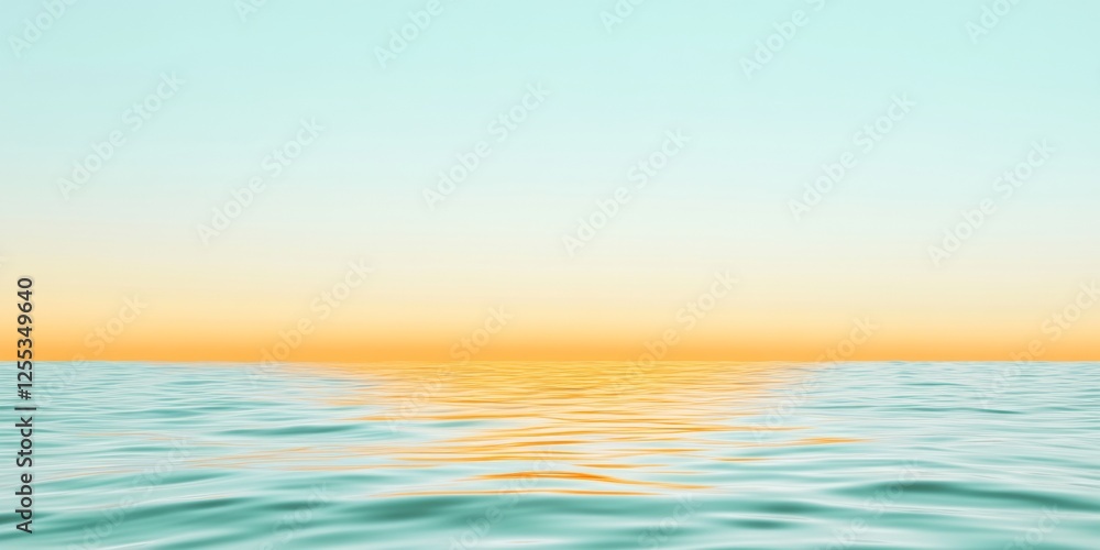 Naklejka premium Gradient Ocean Serenity Sunlit Waves and Particle Dance - Digital Art for Mindfulness Apps, Eco-Friendly Design Solutions and Virtual Reality Experiences