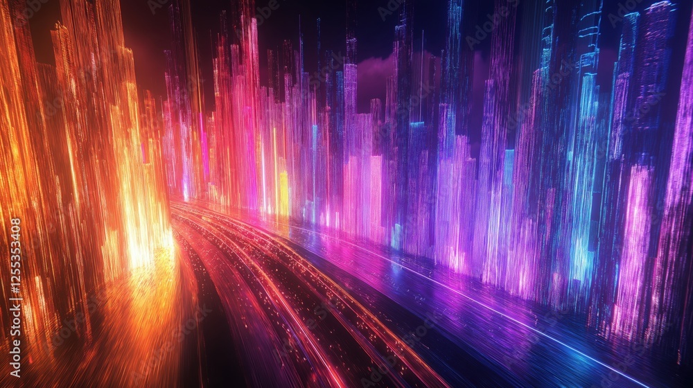 Futuristic cyberpunk cityscape with neon lights and motion blur effect Futuristic cyberpunk cityscape with neon lights and motion blur effect