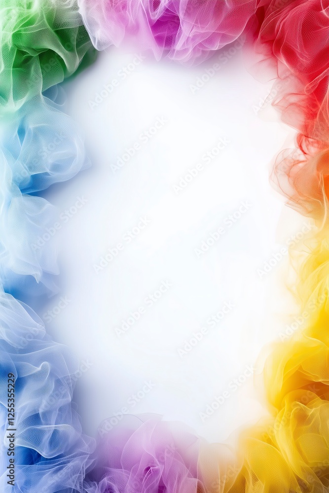Colorful bubbles frame a blank white space, creating a playful and vibrant backdrop. Colorful bubbles frame a blank white space, creating a playful and vibrant backdrop.