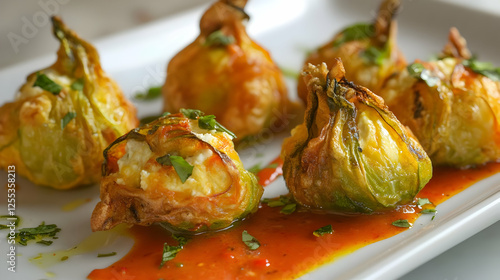 Crispy Fried Stuffed Squash Blossoms with Cheese
