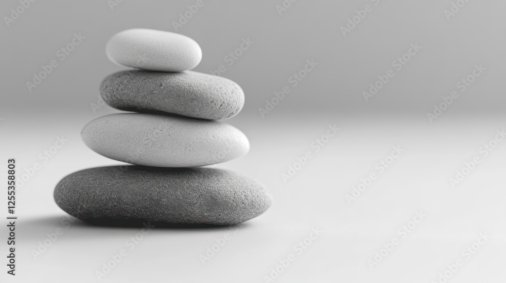 Balanced stone stack conveys serenity and mindful equilibrium in grayscale Balanced stone stack conveys serenity and mindful equilibrium in grayscale