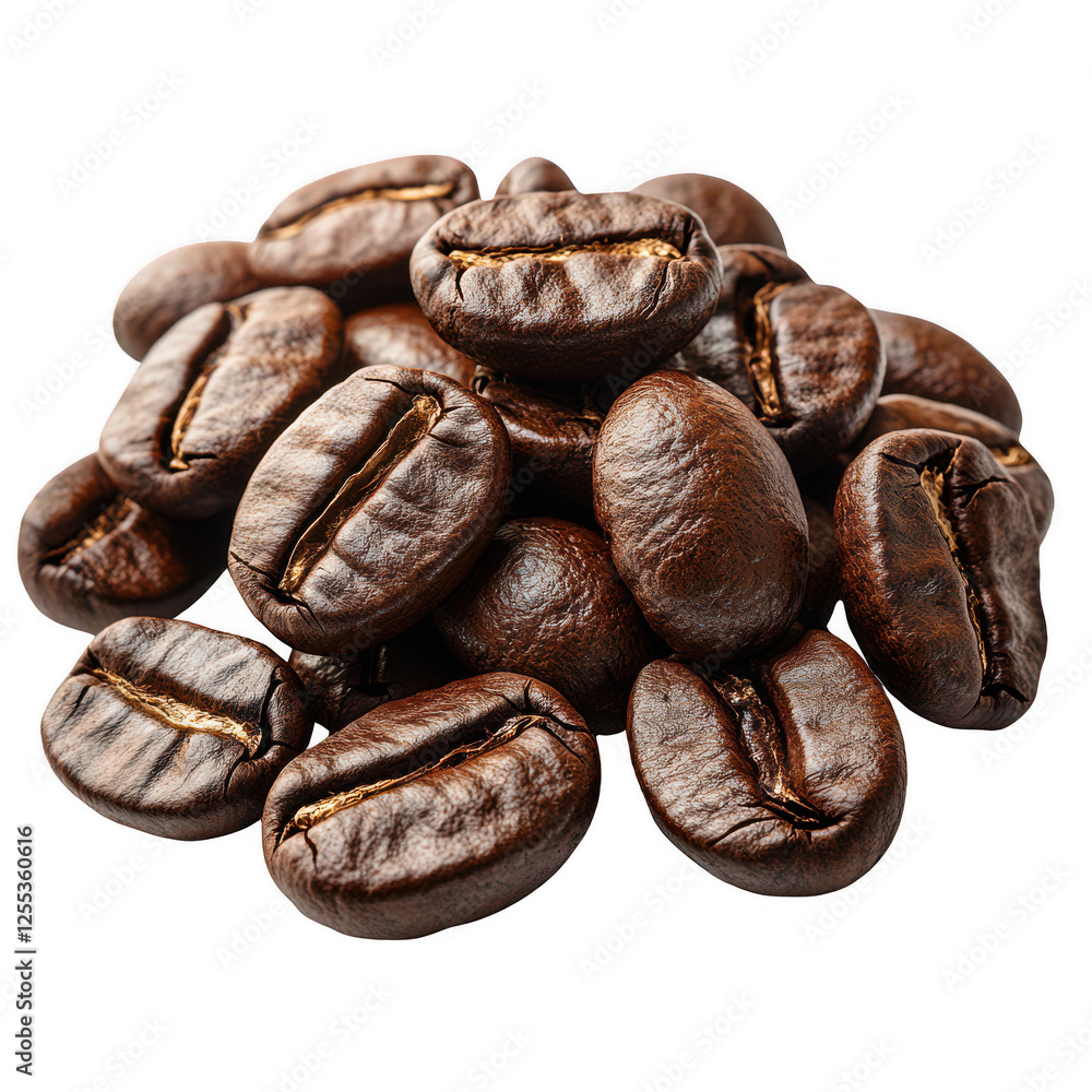 Obraz premium Coffee Beans Isolated on Transparent Background