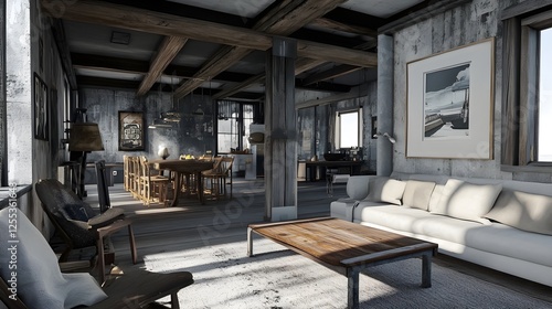 Wallpaper Mural A Scandinavian home office with a simple wooden desk, warm lighting, and a white frame.  Torontodigital.ca