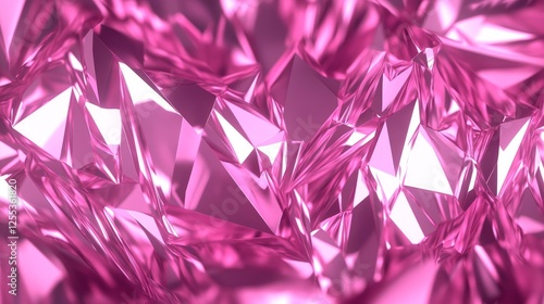 Abstract Pink Crystal Geometric Pattern Textured Surface with Sharp Angles and Reflective Light