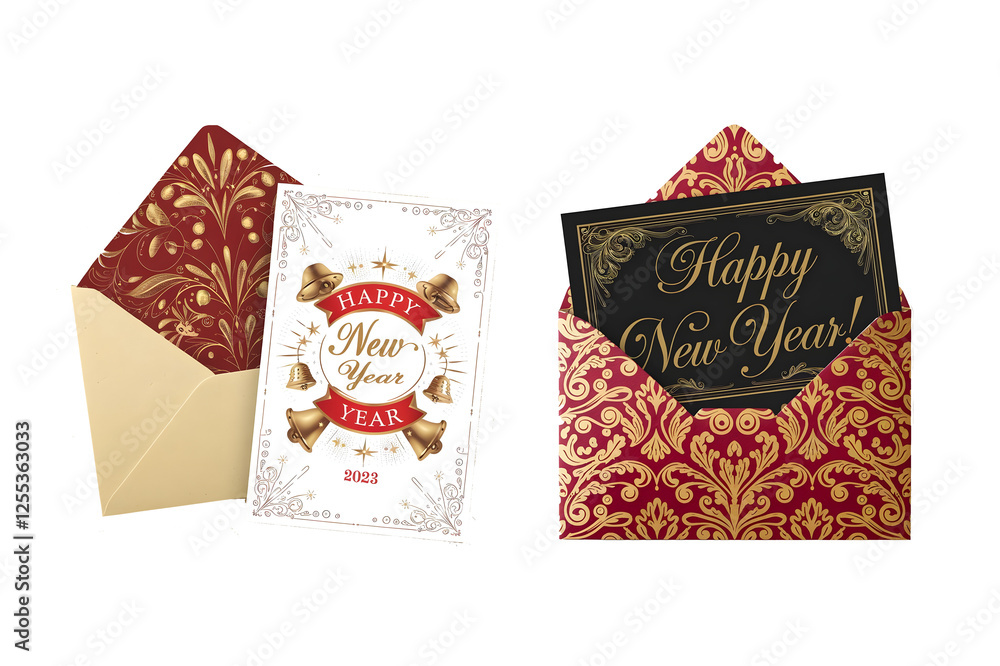Intricately Detailed Chinese New Year Greeting Cards with Festive Envelopes Intricately Detailed Chinese New Year Greeting Cards with Festive Envelopes