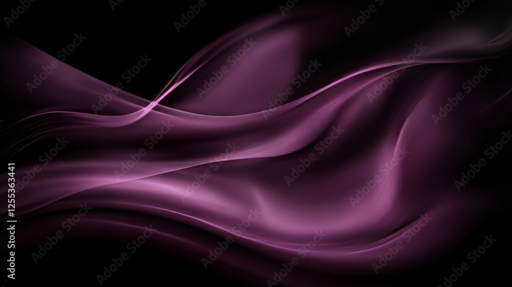 Abstract Purple Flowing Waves Design On Black Background Decorative Graphic Artistic Illustration Abstract Purple Flowing Waves Design On Black Background Decorative Graphic Artistic Illustration