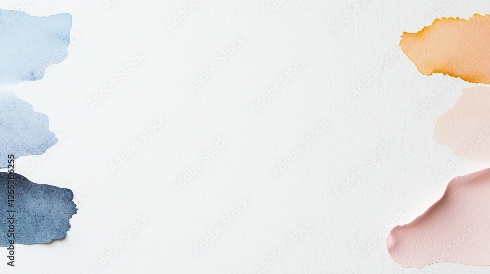 Obraz premium Abstract Watercolor Paint Swatches on White Textured Paper