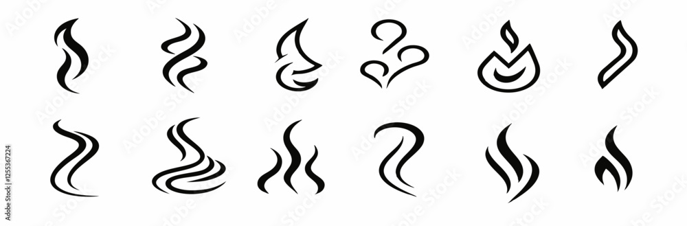 12 Professional Flame & Steam Icons: Elegant Vapor & Heat Symbols. 12 Professional Flame & Steam Icons: Elegant Vapor & Heat Symbols.