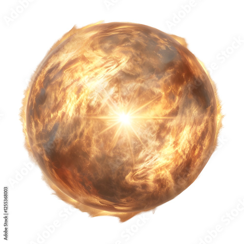 Fiery Sphere Surrounded By Swirling on a Transparent Background