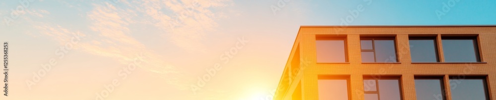 Fototapeta premium Geometric Glass Facade Modern Urban Architecture with Sustainable Design for Real Estate Innovation and Contemporary Urban Development