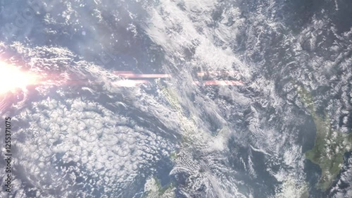 Zooming in on Whangarei, New Zealand frome space - Perfect for Travel Intros and Backgrounds. Realistic 3D Animation.
