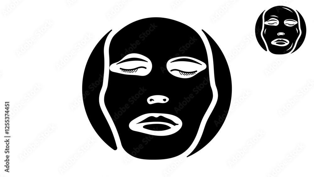 Cleansing Mask, black isolated silhouette Cleansing Mask, black isolated silhouette