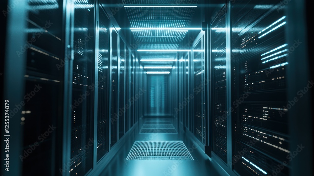 Illuminated Server Room Corridor: Data Center Infrastructure and Technology Illuminated Server Room Corridor: Data Center Infrastructure and Technology