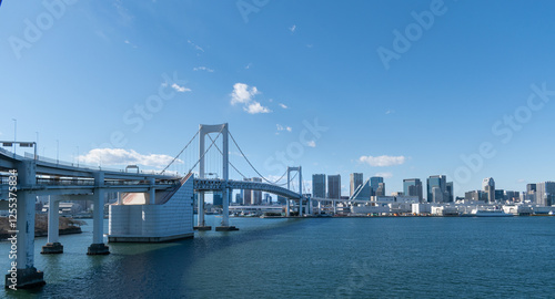Photography Tokyo Skyline under the blue sky on a sunny day