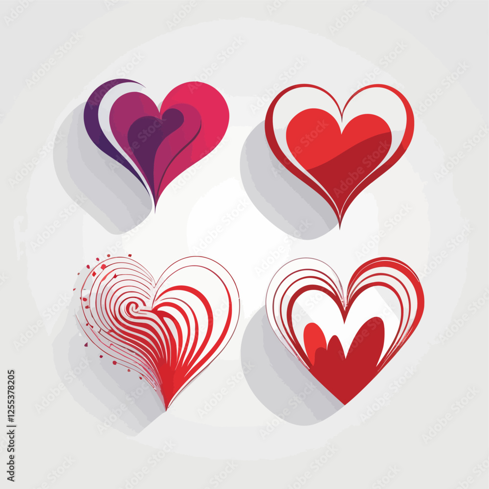 set of hearts on white background.
set of hearts on white background.