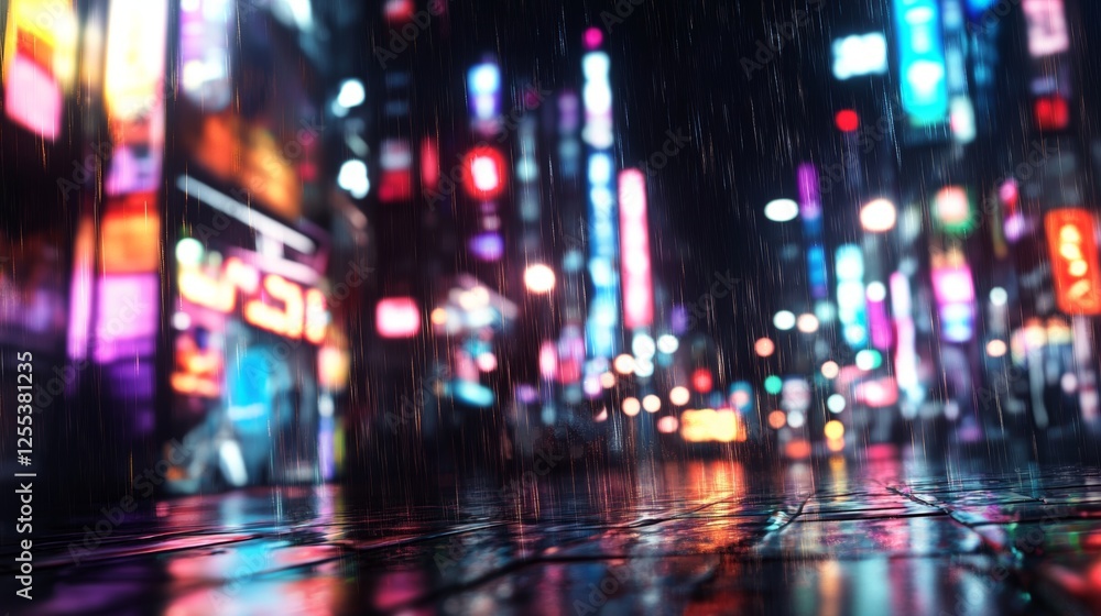 Stunning bokeh of neon city lights capturing the futuristic essence of urban nightlife Stunning bokeh of neon city lights capturing the futuristic essence of urban nightlife