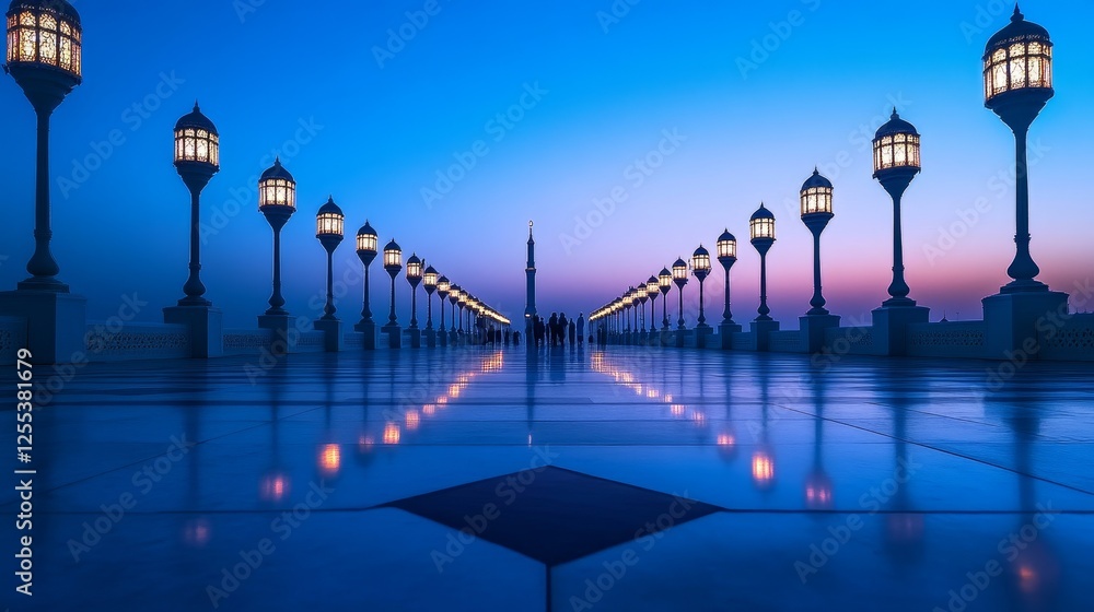 Mosque Evening Lights Architecture Islamic Building Mosque Evening Lights Architecture Islamic Building