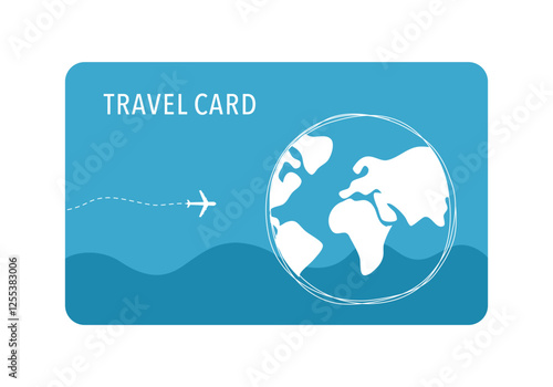 Travel credit card or travel gift card concept in flat design on white background.