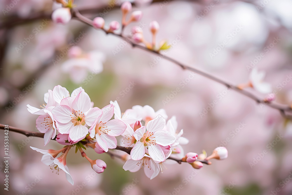 Dreamy Spring Background with Blooming Sakura Branches for Seasonal and Floral Design Projects