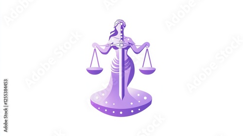 Justice Lady holding scales with sword, abstract art, symbolic photo