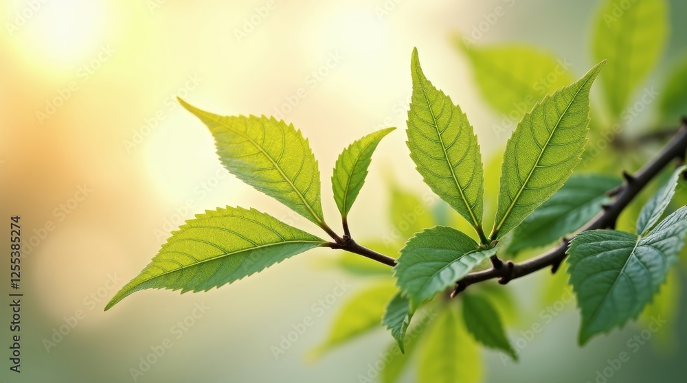 Vibrant green leaves with delicate veins, captured in soft natural light. Ideal for eco, nature, and wellness designs Vibrant green leaves with delicate veins, captured in soft natural light. Ideal for eco, nature, and wellness designs
