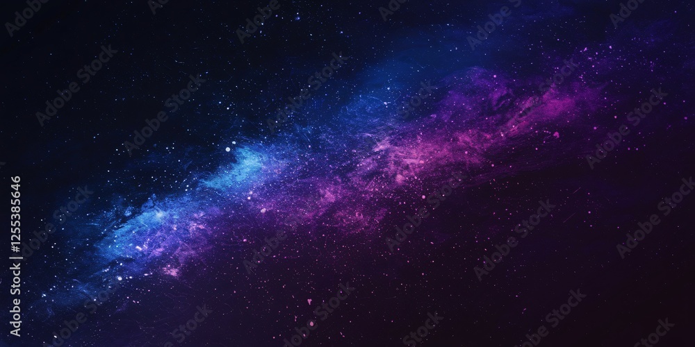 Obraz premium Cosmic Nebula in Vibrant Night Sky. A stunning cosmic scene featuring a vibrant nebula with shades of blue and purple, set against the vastness of a starry night sky.
