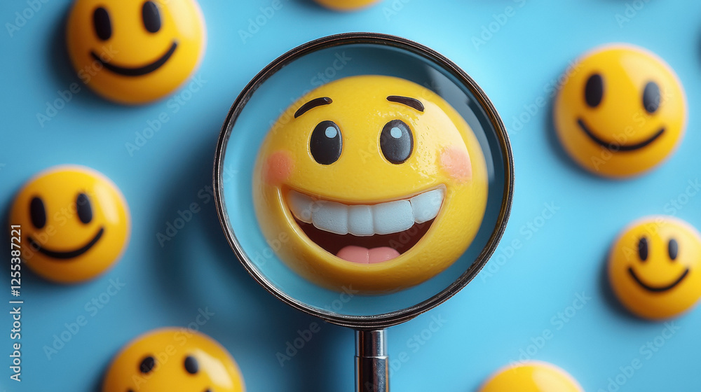 Obraz premium magnifying glass with smiley faces