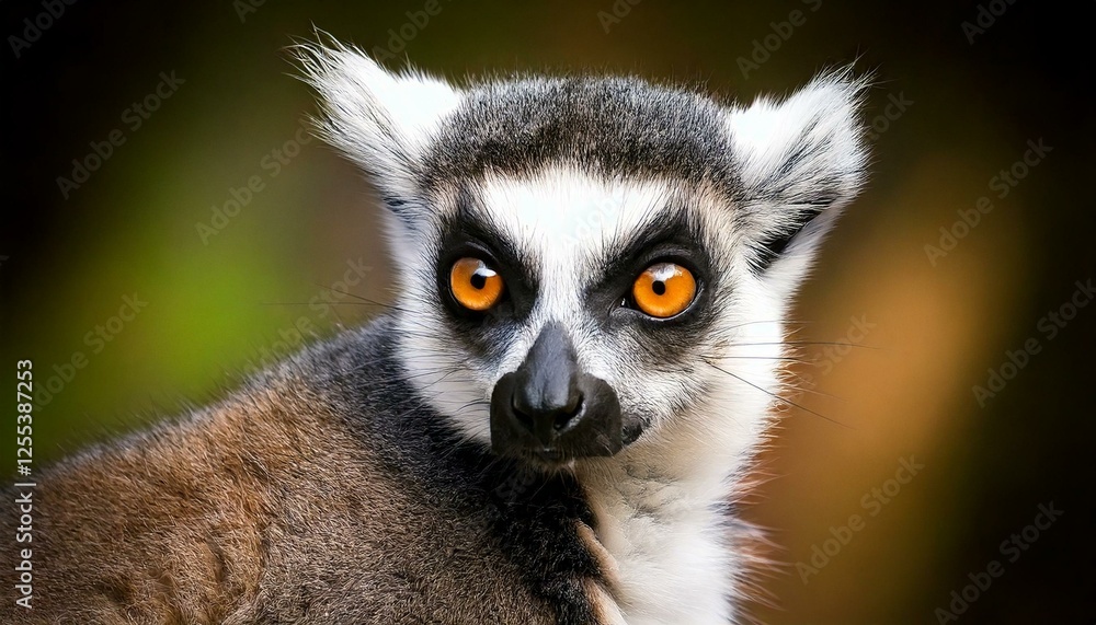 Obraz premium An elegant depiction of a Lemur Catta, with its vibrant eyes and fluffy coat beautifully framed