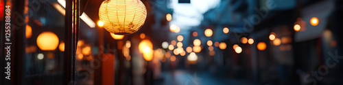 Wallpaper Mural Paper Lanterns Illuminating a Night Street Torontodigital.ca