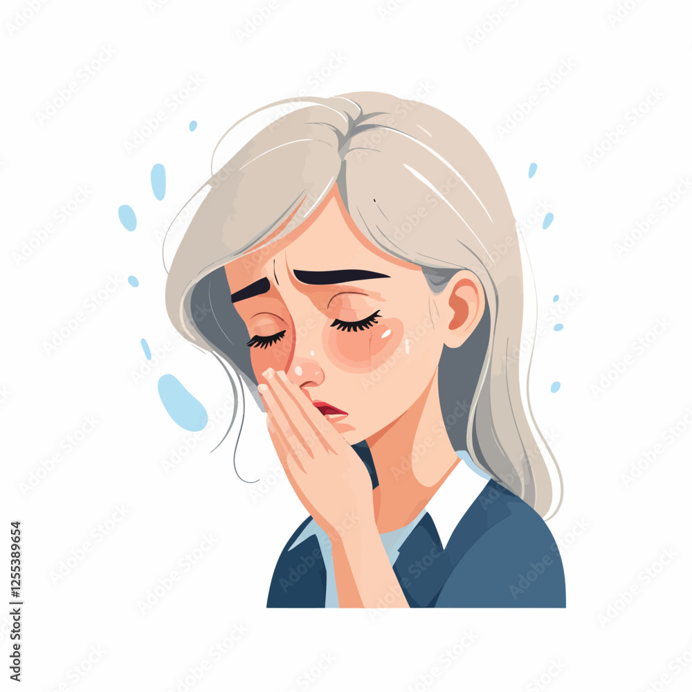 Young woman crying with hands on face, exhausted, stressed and negative emotional concept.vector illustration
Young woman crying with hands on face, exhausted, stressed and negative emotional concept.vector illustration
