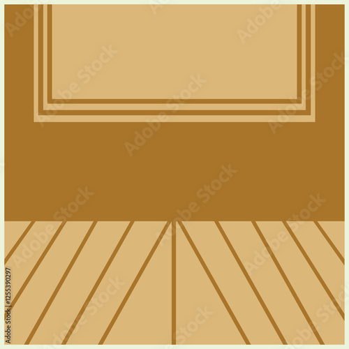 Background with wooden floor and frame. Vector illustration in retro style. graphic design element of a room design with a soft and calm brown nuance. Illustration of a prayer room